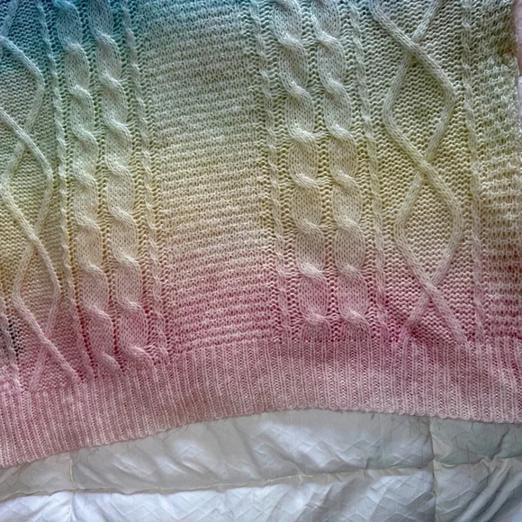 UNIF Cake Sweater Pullover Pastel Rainbow Twee Ombré Cable Knit Soft Size Medium - Picture 11 of 13